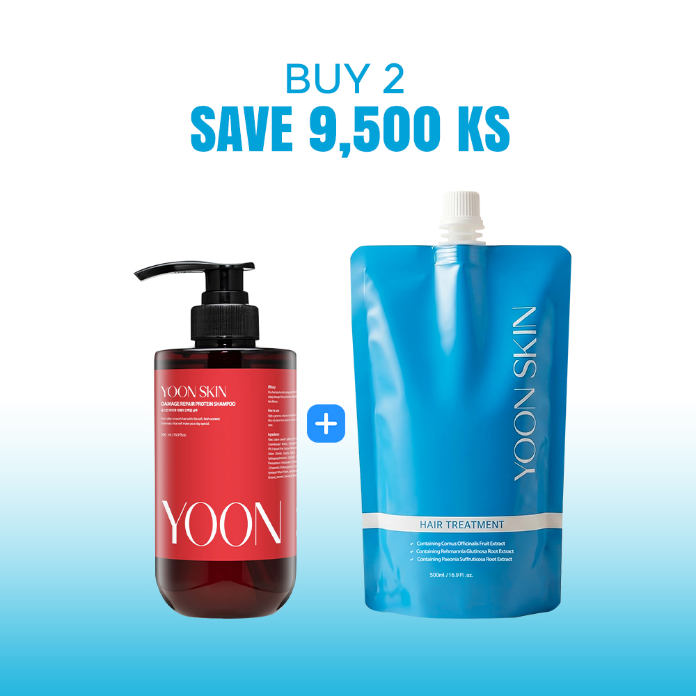 Yoon Skin Damage Repair Protein Shampoo 500ml + Hair Treatment 500ml